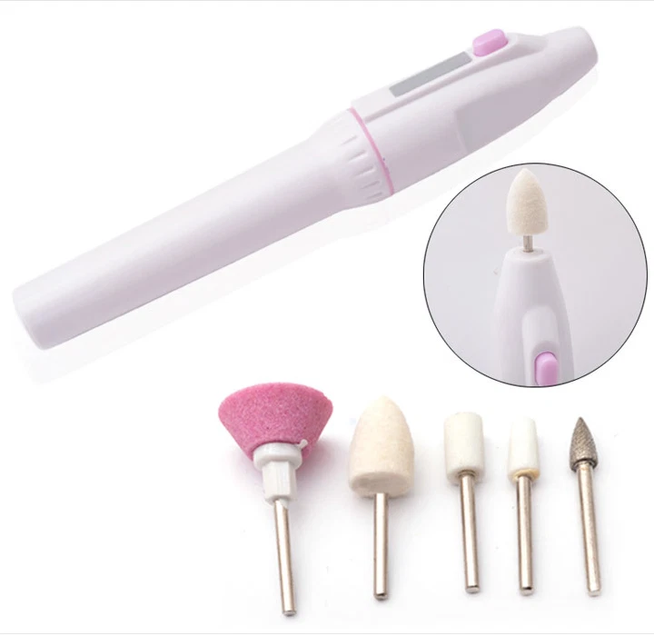 Taladro de uñas de 7 piezas puntas eléctricas kit de aseo de manicura amoladora de archivos herramienta pulidora Foto 2 de 2