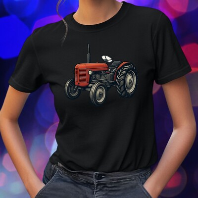 Women's Classic Tractor Motif Cotton T-Shirt Size S to 3XL