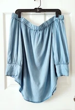 Who What Wear 100% Lyocell Off the Shoulder Chambray Top, Size Large, Womens