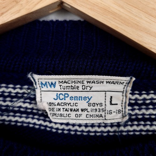 Vintage Southwestern Sweater Boys Large Blue Brown Retro Mod Acrylic 90s - Picture 16 of 17