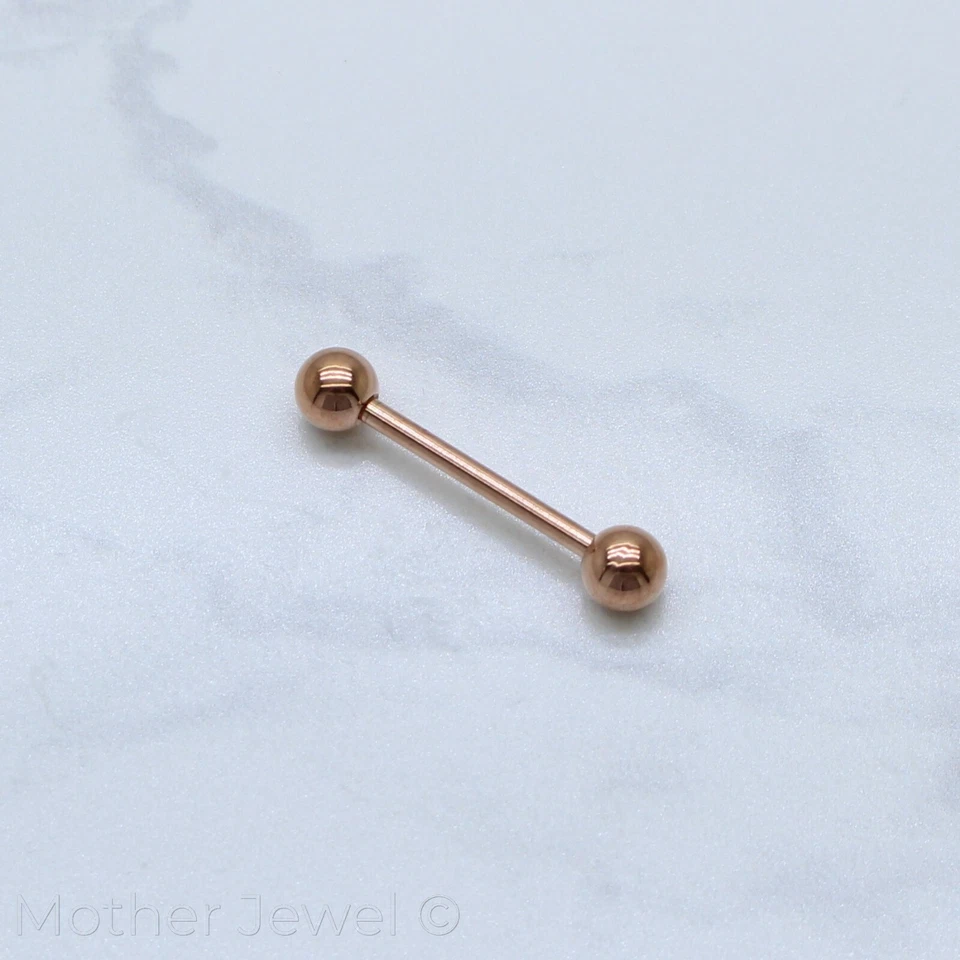 ORO ROSA 14K IP BARRA RECTA PEZÓN INDUSTRIAL LENGÜETA PIERCING MEJILLA BARRA Foto 3 de 4