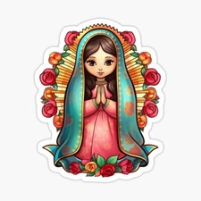 Virgen de Guadalupe Virgin Mary Virgencita Floral Sticker animated waterproof