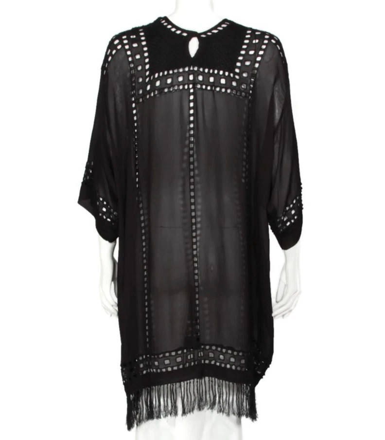 Vestido túnica ISABEL MARANT ETOILE negro energy bordado flecos transparentes talla 34/807 Foto 4 de 4