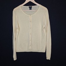 Sofie 100 Cashmere Pastel Yellow Button Cardigan Size L Soft Classy