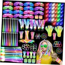 290 PCS Glow in the Dark Party Supplies, 200 Glow Sticks, 24 Fiber Optic 