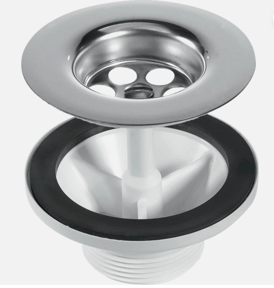 Rangemaster 1.5"" Sink Waste 85mm S Steel Waste for Belfast Sink Black Plug