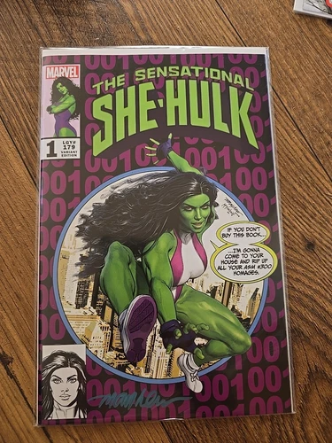 SENSATIONAL SHE-HULK #1 Mike Mayhew Cover Trade Glow Sig w/COA 