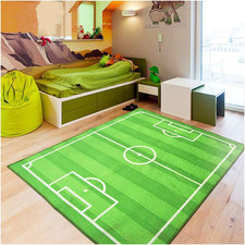Soccer Field Kids Play Area Rug, Football Field Carpet, Play Mat for Boys Girls,