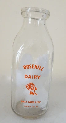 Rosehill Dairy Square Pyroglazed Quart Milk Bottle - Salt Lake City, Utah - Image 1 of 2