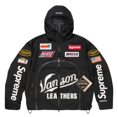 Supreme Vanson Leathers GORE-TEX Shell Jacket M Black White