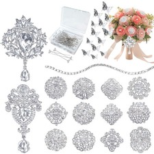 Rhinestone Brooches Crystal Brooch Pins Pearl Crystal Wedding Bouquet kit Set