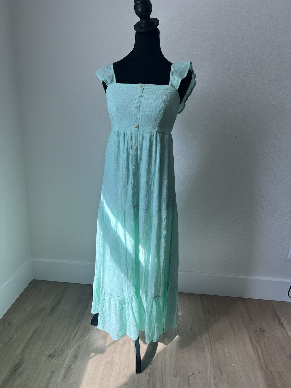 August silk Mint Green Button Down Maxi Spring/ S… - image 1