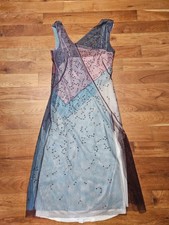 Vintage Y2k BCBGMaxAzria Sheer Layered Lined Tulle Beaded Fairy Dress Gown Sz 6