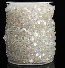 99ft Crystal Beads Garland Strand, Iridescent Clear Acrylic