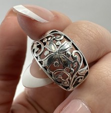 Vintage Cross Ring Sterling Silver 925 Open Work Scroll Size 9 Statement Ring