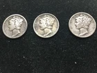 3 Mercury Dimes 1942 VF, 1938 F, 1936VG