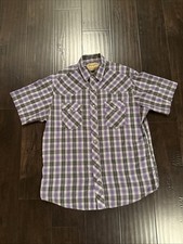 Wrangler Men's  Short Sleeve  Plaid  Pearl Snap Button Up  Shirt  Size XL
