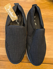 Dr Keller Men’s Black Slip-On Casual Canvas Shoes UK 9 Comfort Round Toe