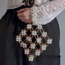 Pearl hollow wrist beaded bag, handbag, material bag DIY