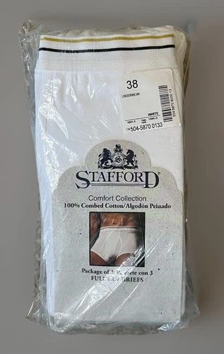 Vintage Stafford Full Cut Briefs 38 Pack Of 3 NOS Underwear