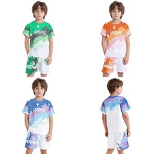 Kids Boys Tracksuit Athletic Outfit Football Set Soccer Fashion T-shirt Biking