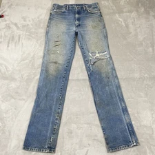Wrangler Cowboy Cut Jeans Mens 33x36 (fits 32x36) Whisker Fade Distressed Thrash