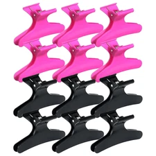 Black Hot Pink Butterfly Hair Claw Clips for Styling & Sectioning - Makeup Hair 