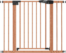 Mom'S Choice Award Winner, 26-40" Metal Baby Gate with Wood Pattern, Pressguard