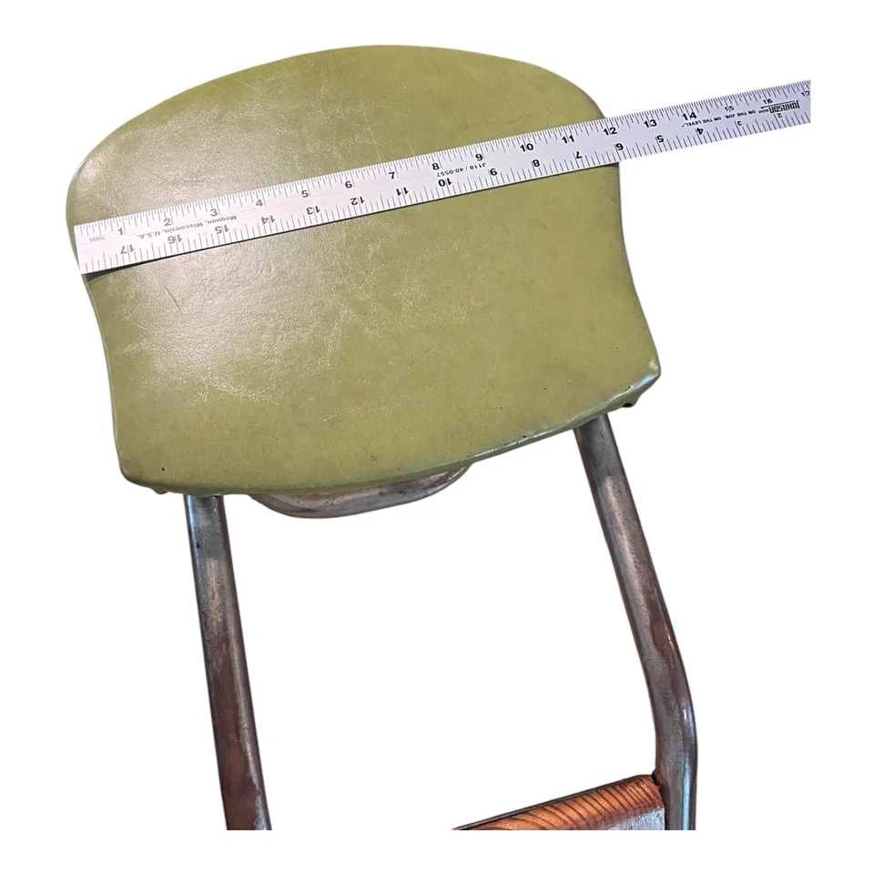 Taburete de montaje vintage de madera resistente cromado acolchado retirado zapato vendedor tienda Foto 4 de 4