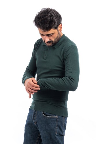 Polo Uomo Invernale Maglia Manica Lunga Maglione Slim Sottogiacca Bottoni VEQUE - Foto 36 di 36