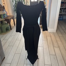 Black Tie Front Sweater Knit Dress Women Classy