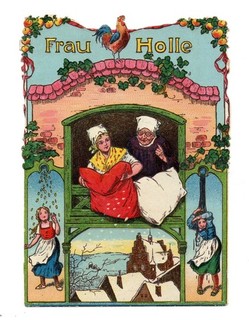 Alte Oblaten Glanzbilder Scraps Märchen Frau Holle... 10 7cm Rar!!