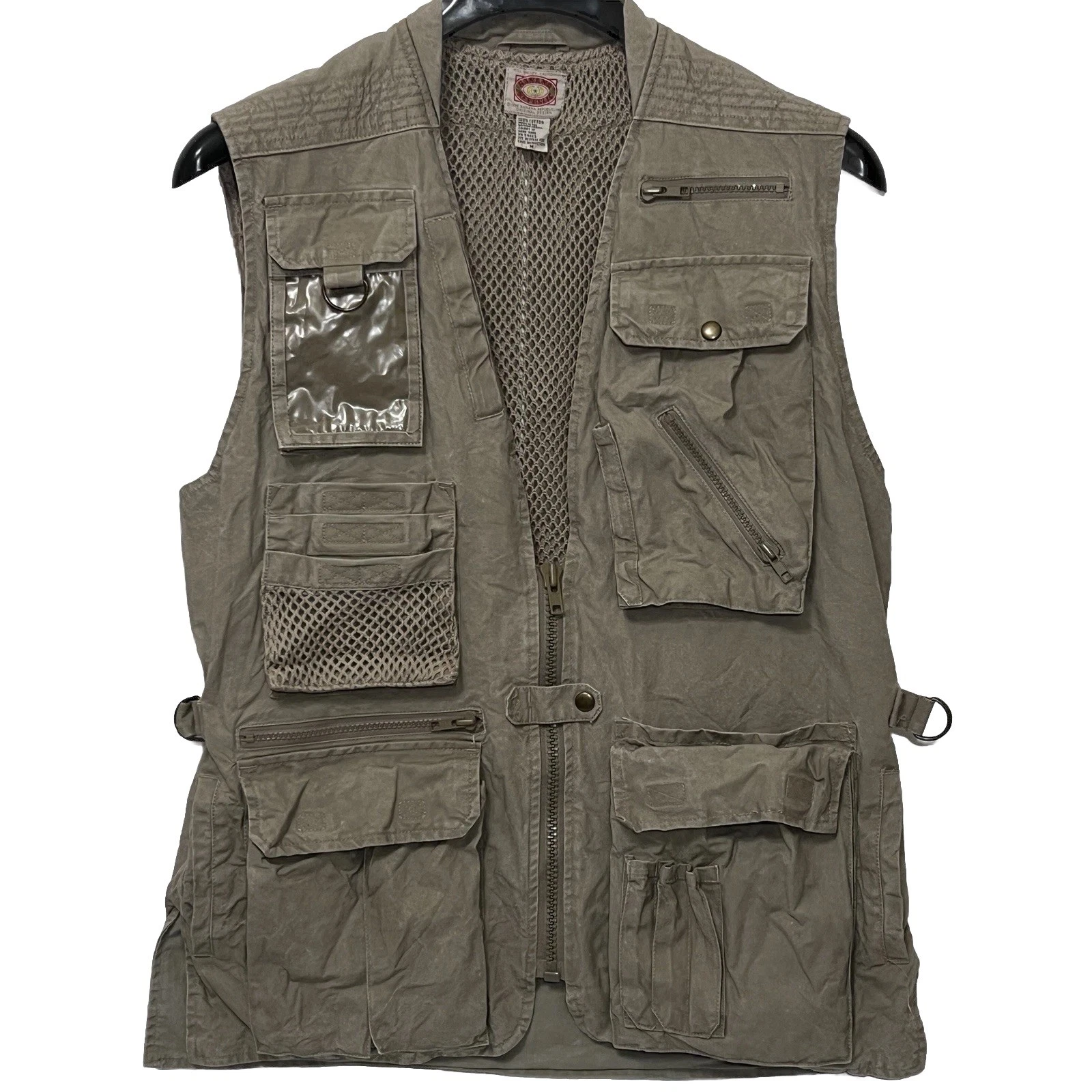 Vtg 80’s Banana Republic Safari Tactical Cargo Zip Vest Fish Hike Pockets Medium