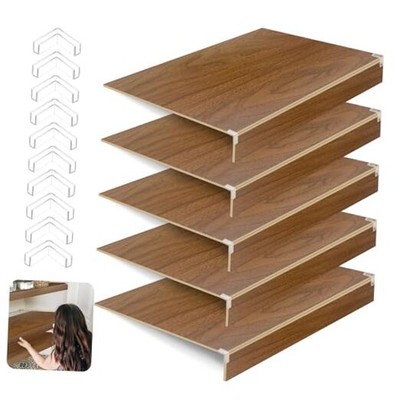 5 Pack Wooden Wire Rack Cover 24 * 12IN Shelf Covers with Back Felt Clamp 