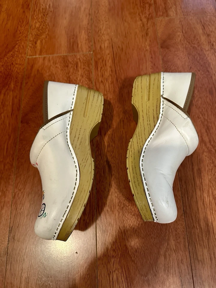 Dansko白色皮革专业舒适护理木底鞋女式38,7.5-8  — 第 3/4 张图片