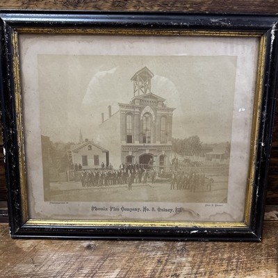 Huge Phoenix Fire Company No 5 Photograph Quincy, Illinois 1st Engine Co 19x16 
