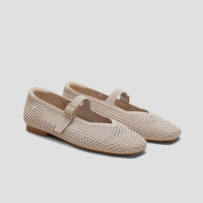 SALE ! VIVAIA  Square-Toe Mary Janes Margot Mary Jane Flats Women, Almond Mesh
