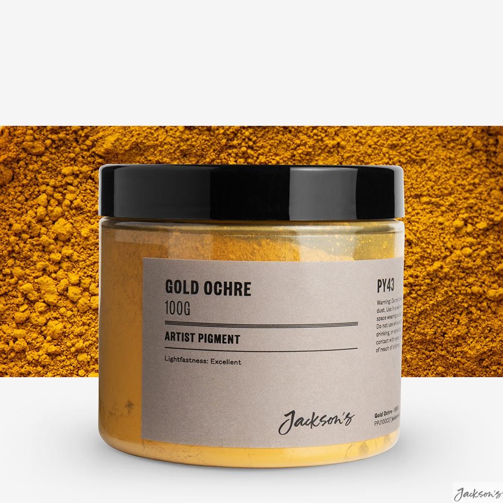 Jackson's : Artist Pigment : Gold Ochre PY43 : 100g (in 200ml Jar) : Tub of H...