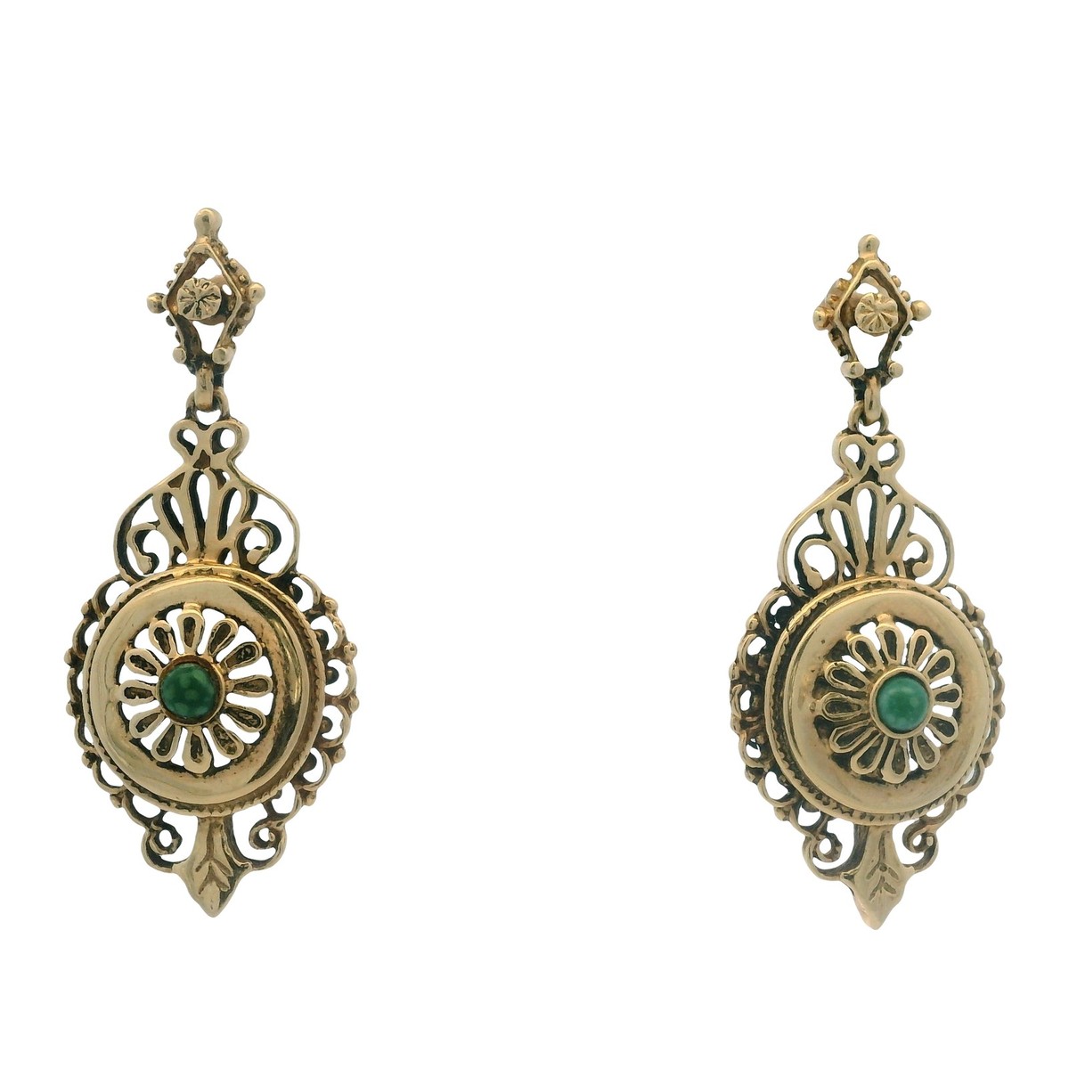 Antique Victorian 14kt Yellow Gold and Jade Etruscan Revival