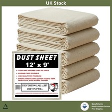 Durable Cotton Twill Decorating Dust Sheets Protective Floor Covers 12x9ft 5pk