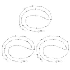 Eye Glasses Holders Around Neck, White Metal Beads Glasses Chain, 3 Pcs