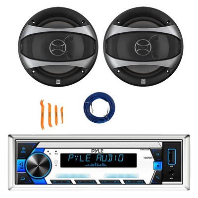 Pyle PLMRL50WB Bluetooth AM/FM/MP3 Receiver,2x 6.5'' 100W Speakers, Wire, Tool
