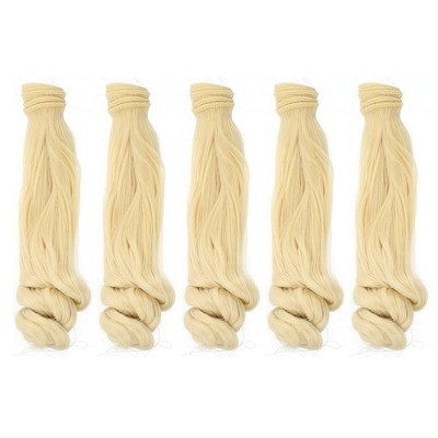 20cm Doll Hair Wefts, 5Pcs Long Curly Hair Doll Wigs, Light Yellow Gray