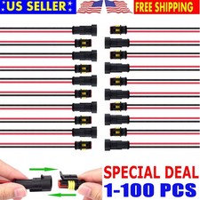 1-100x Car Waterproof Electrical Wire Cable Connector Male Female 2Pin Plug Lot