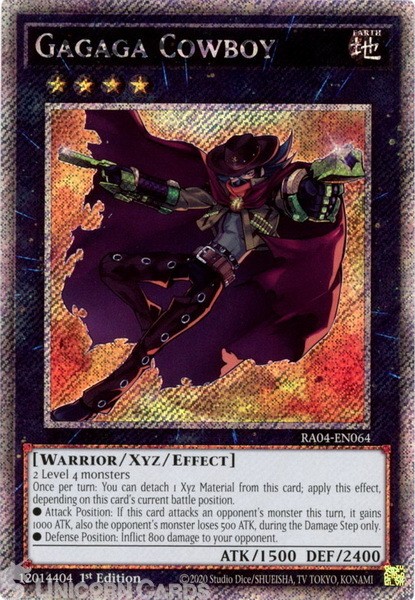 RA04-EN064 Gagaga Cowboy : Platinum Secret Rare 1st Edition Mint YuGiOh Card
