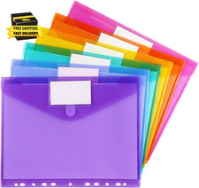 6 Pack Binder Pocket Folders, Binder Folders with Pockets for School Supplies, L