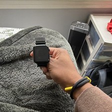 Black Smart Watch with Fabric Band, Metal Case, Black Band and Black Case