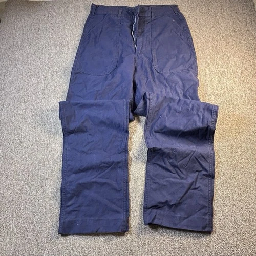 Vintage Vietnam Era US Navy Utility Pants Dark Blue 31R Talon Zip Military