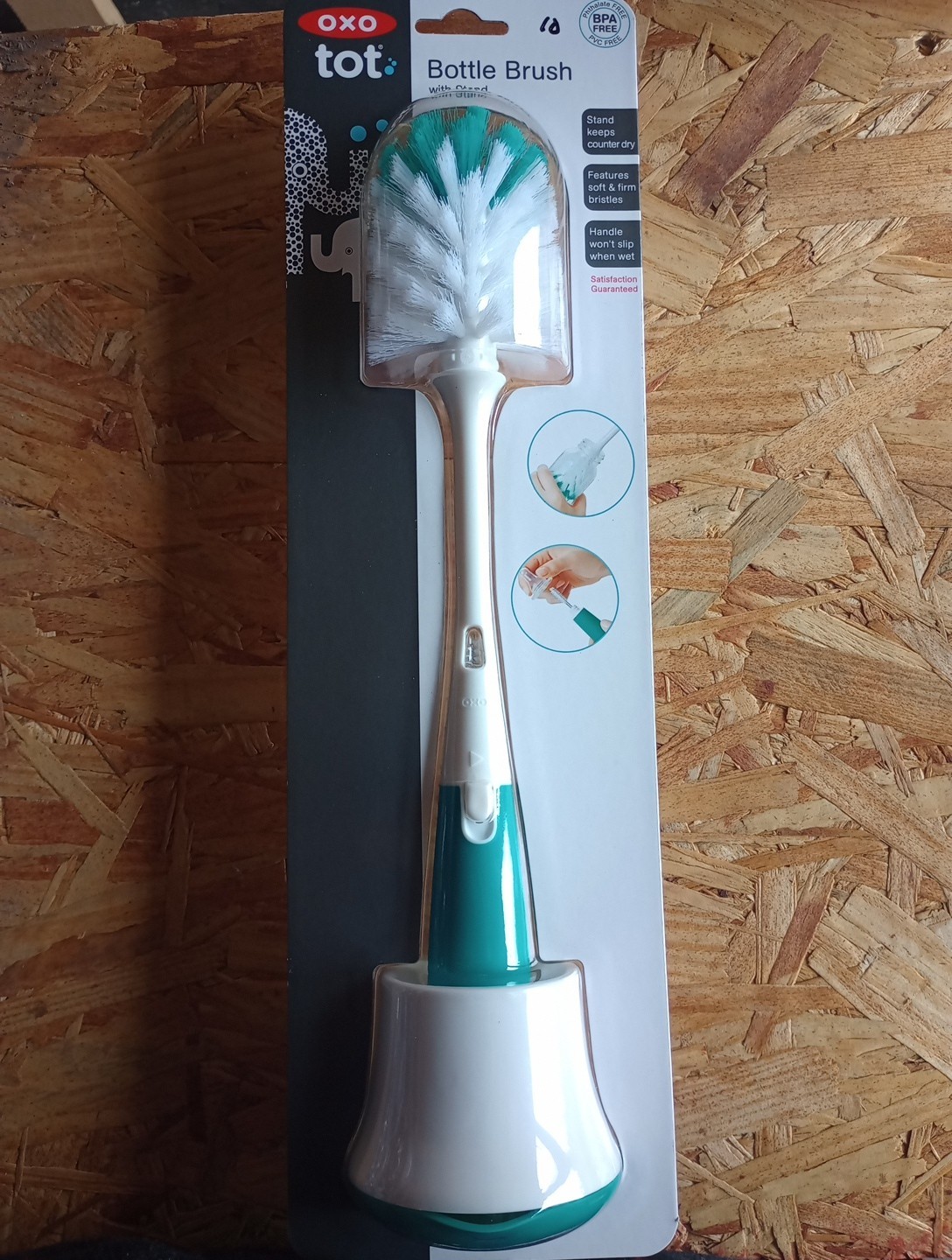 OXO Tot Bottle Brush with Nipple Cleaner and Stand, Sage Gre