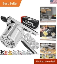 Large 15oz Potato Ricer with 3 Discs - Ergonomic Handle for Effortless Mashing